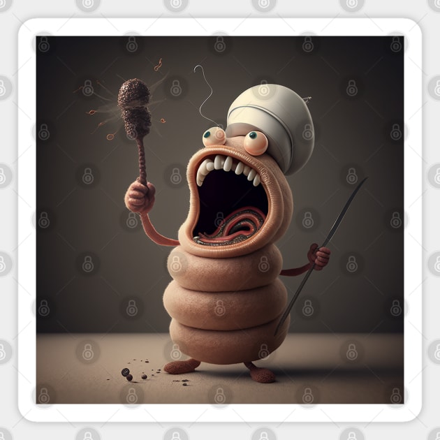 Worm Chef Screams at Line Cooks Magnet by Bee's Pickled Art